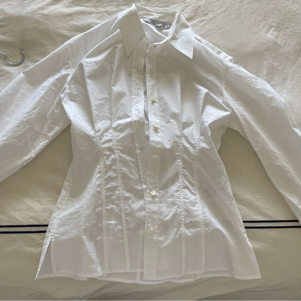 & OTHER STORIES WHITE WAIST CINCHED BUTTON DOWN SHIRT